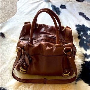 BCBGMAXAZRIA snake embossed leather handbag